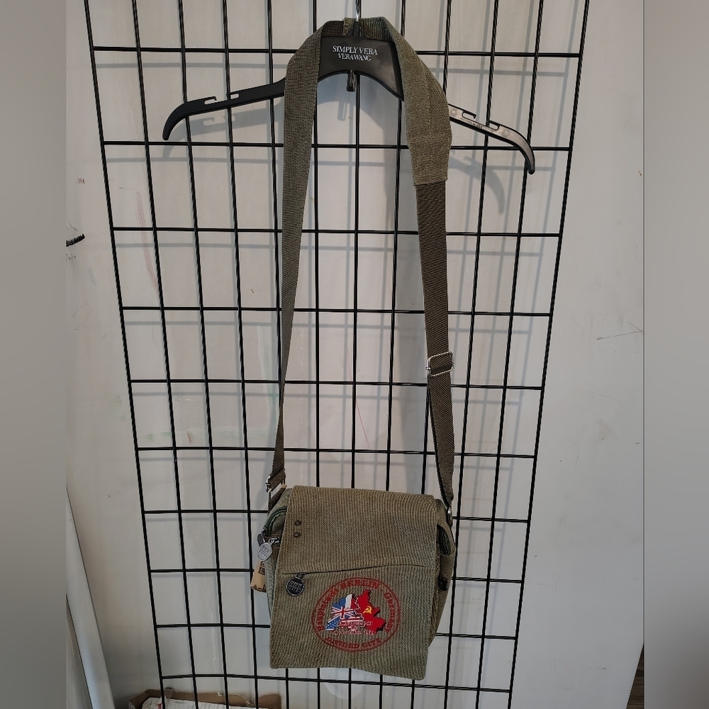 Berlin Green Canvas Crossbody Bag With Adjustable Strap